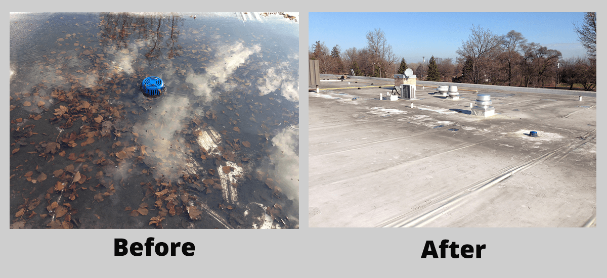 Preventative roof maintenance before and after clogged drains